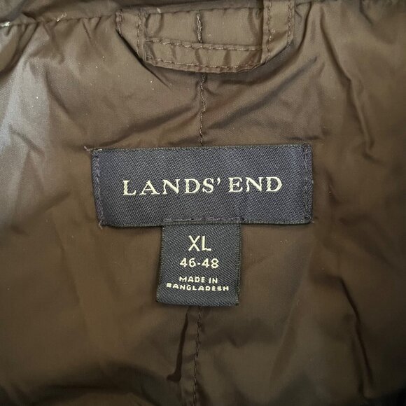 Land's End Goose Down Vest Men's Size XL 46-48 Black Snap Front Quilted Puffer - Picture 4 of 7